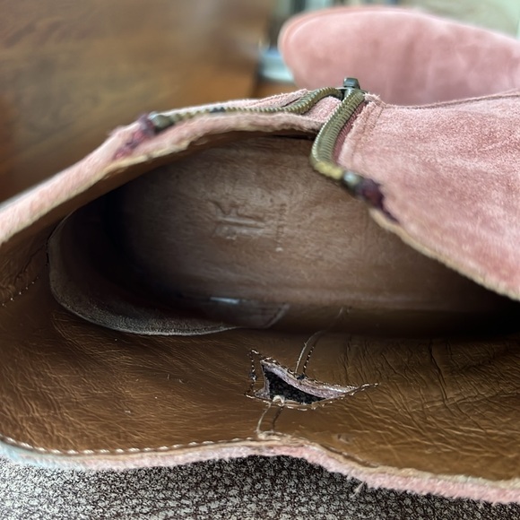 Frye Blush Suede Ankle Boots with Leaf Design - Picture 5 of 5